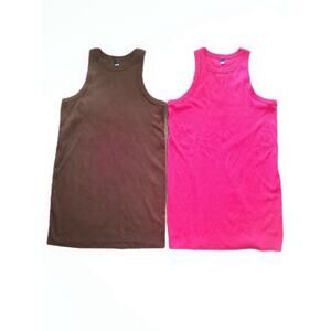 Old Navy 3X Sleeveless Shift Dress Comfortable Pink Brown Lot Of 2 House Dress